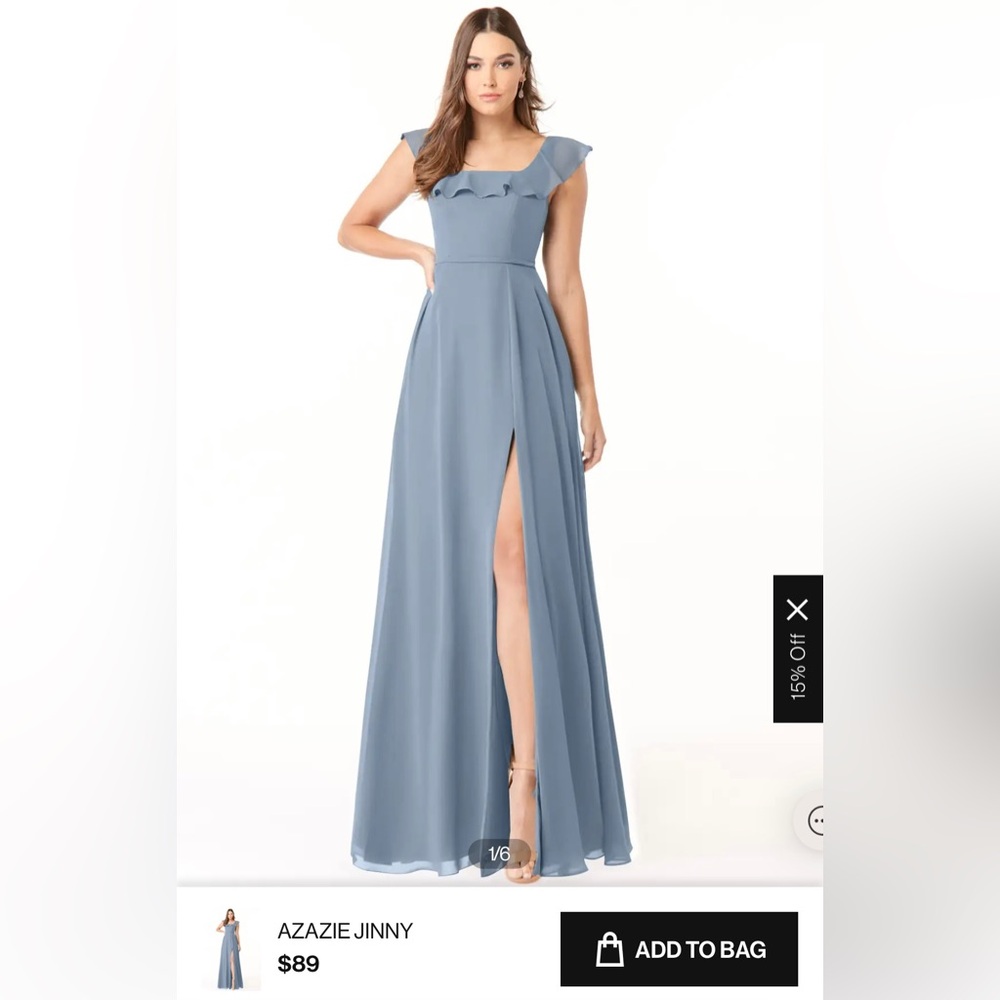 Azazie Dusty Blue Jinny Bridesmaid dress -Custom size -fits like a 12